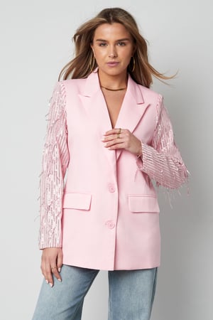 Blazer glitter mouwen - Roze h5 Afbeelding2